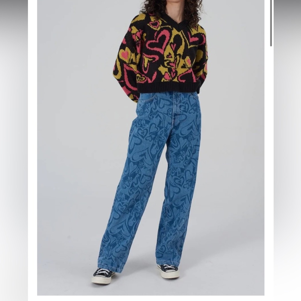 Ragged Priest Crush Jeans with Hearts (Straight Leg)